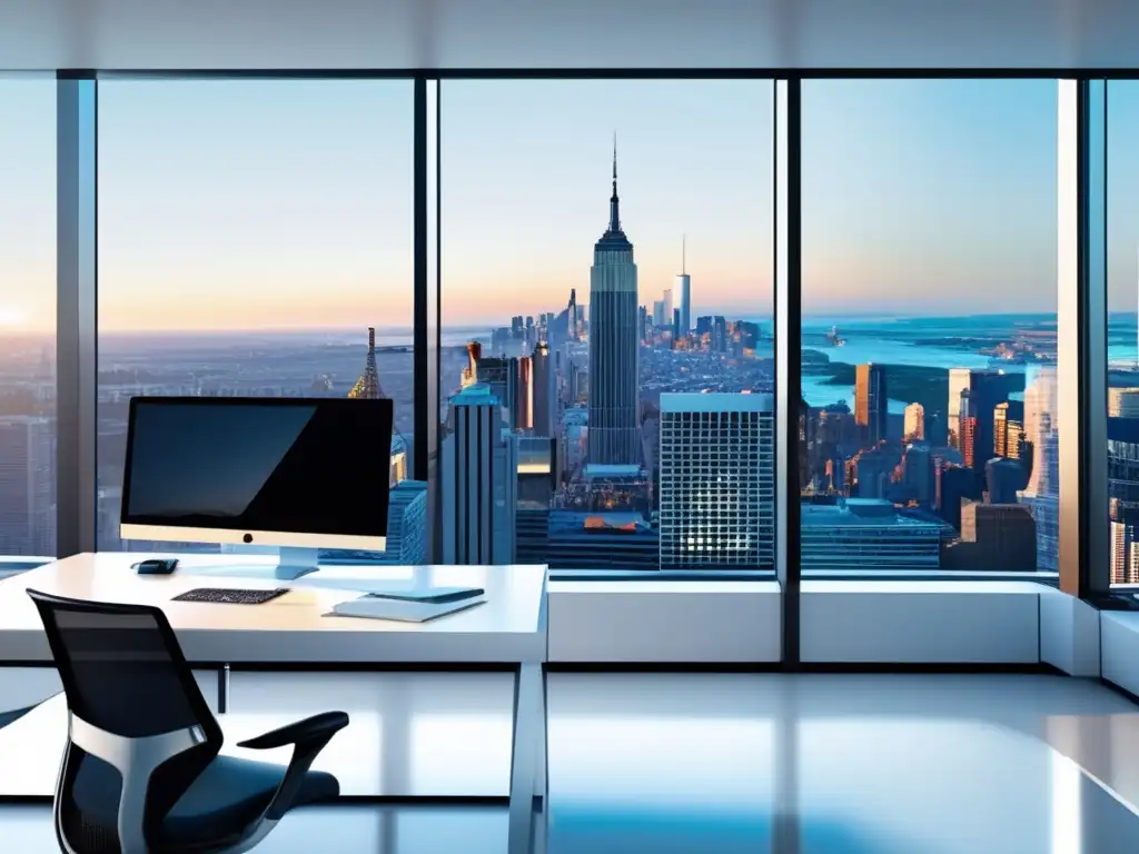 Oficina moderna con vista panorámica Oficina moderna con vista panorámica a la ciudad: Beneficios de la inversión a largo plazo en bolsa