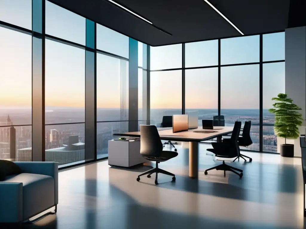 Oficina moderna con vista panorámica Oficina moderna con vista panorámica