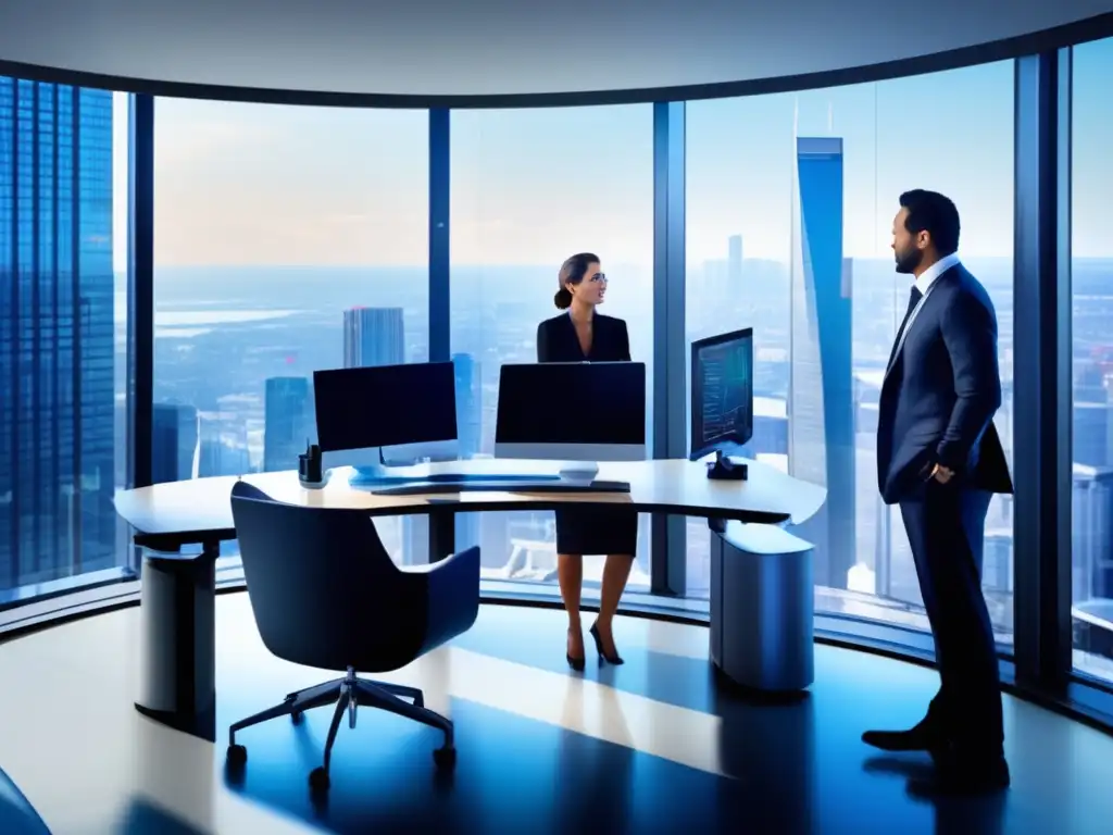 Oficina moderna con vista panorámica de la ciudad Oficina moderna con vista panorámica de la ciudad - Comparativa roboadvisors: Betterment vs Wealthfront