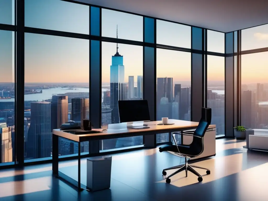 Oficina moderna y atractiva con vista panorámica Oficina moderna con vista panorámica de distrito financiero