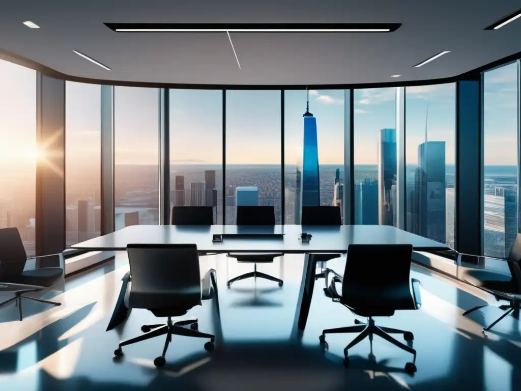 Oficina moderna en distrito financiero Oficina moderna con vista panorámica del distrito financiero - Comparativa de estándares de sostenibilidad para inversores