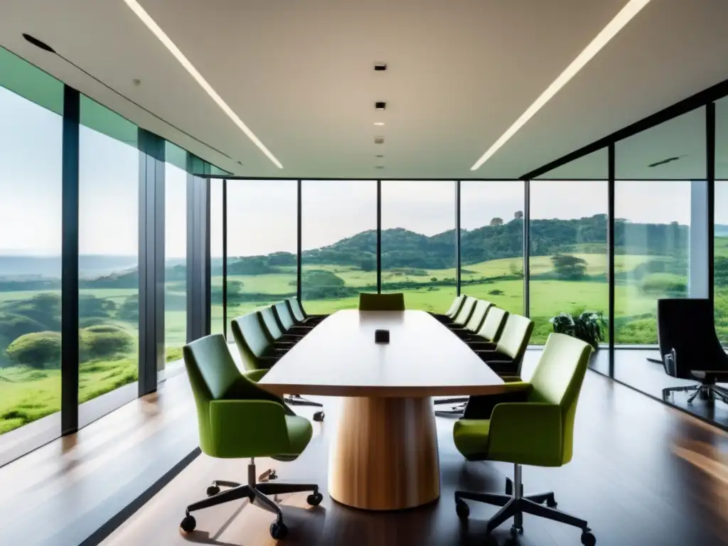 Oficina moderna con vista panorámica verde Oficina moderna con vista panorámica, certificaciones financieras sostenibles destacadas