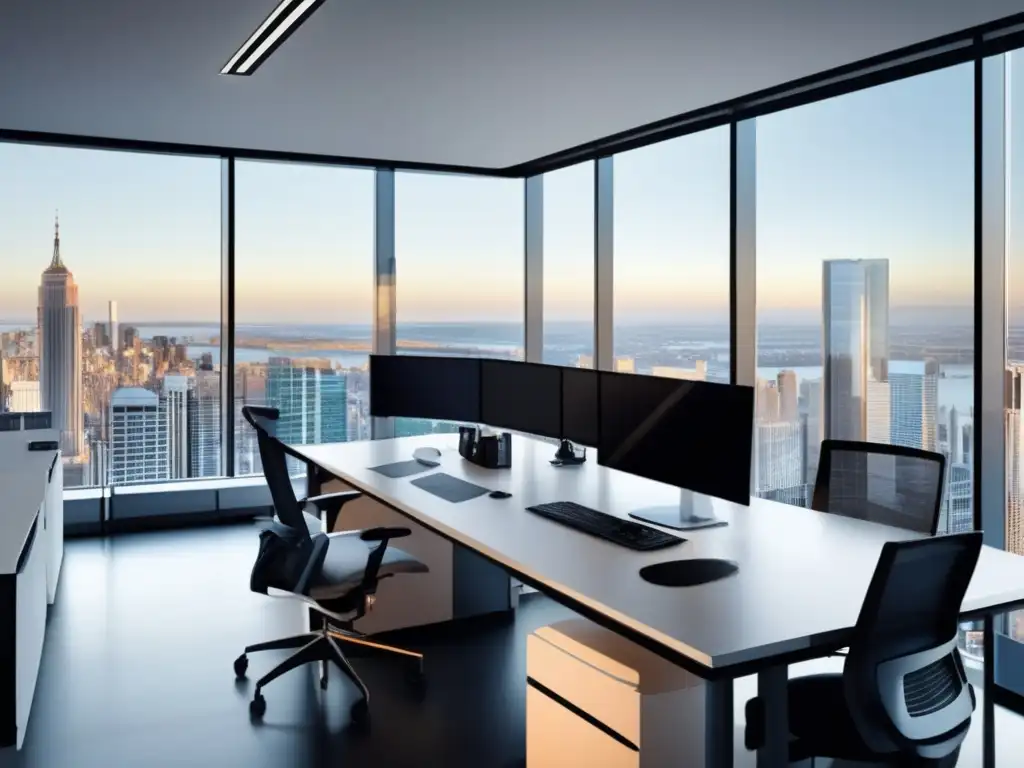 Oficina moderna con vista panorámica Oficina moderna con vista panorámica al distrito financiero