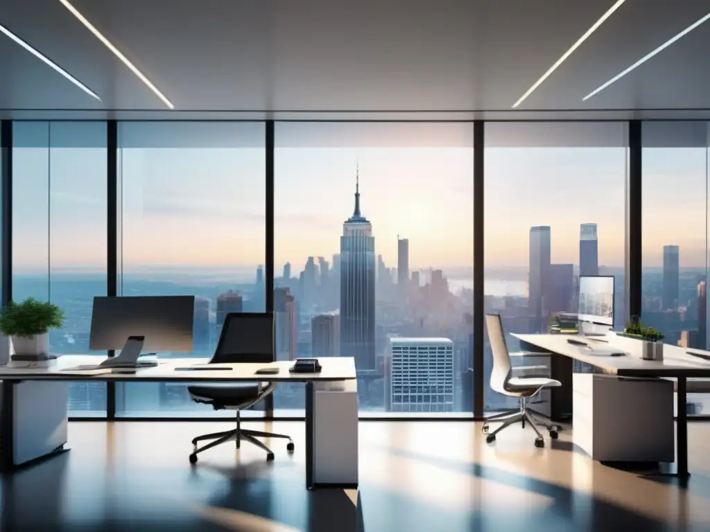 Oficina moderna con vista panorámica Oficina moderna con vista panorámica, estrategia de diversificación financiera y noticias