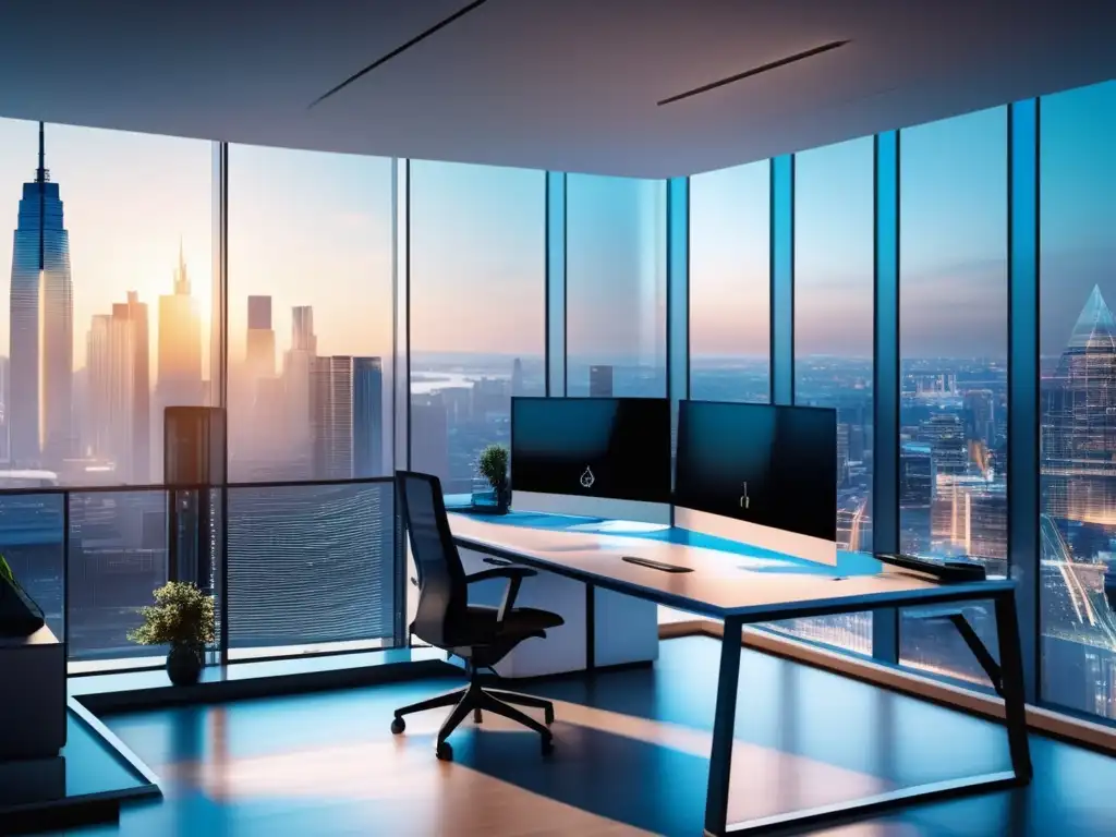 Oficina moderna con vista panorámica de la ciudad Oficina moderna con vista panorámica de la ciudad - Estrategias de inversión a largo plazo bolsa