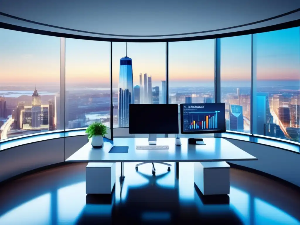 Oficina moderna con vista a la ciudad Oficina moderna con vista panorámica, elegante y luminosa - Estrategias para proteger tus activos financieros contra la inflación