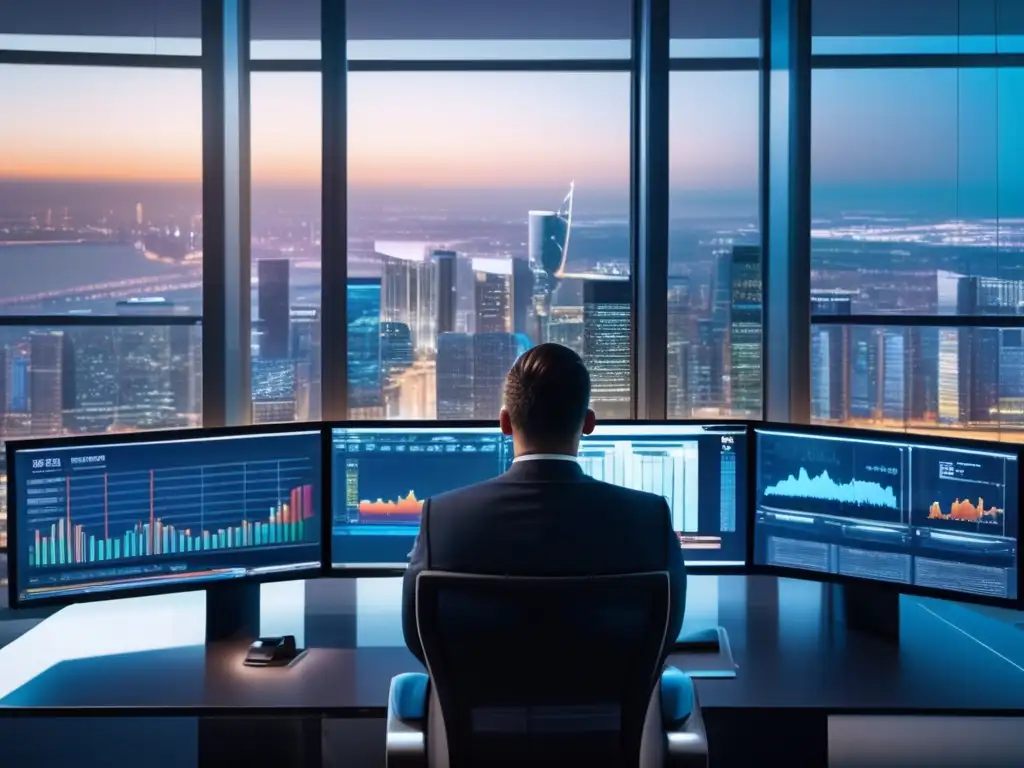 Oficina moderna y tecnológica Oficina moderna con vista urbana, análisis técnico y trader experto: Fundamentos análisis técnico en inversiones