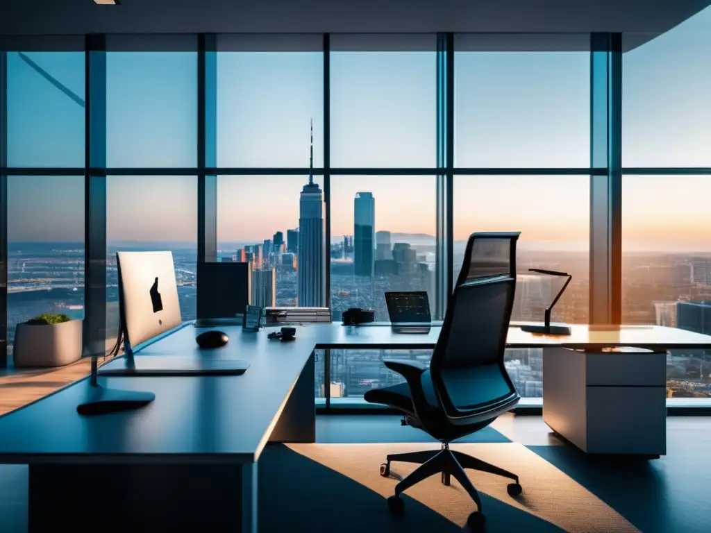 Oficina moderna con vista panorámica Oficina moderna con vista urbana; indiv
