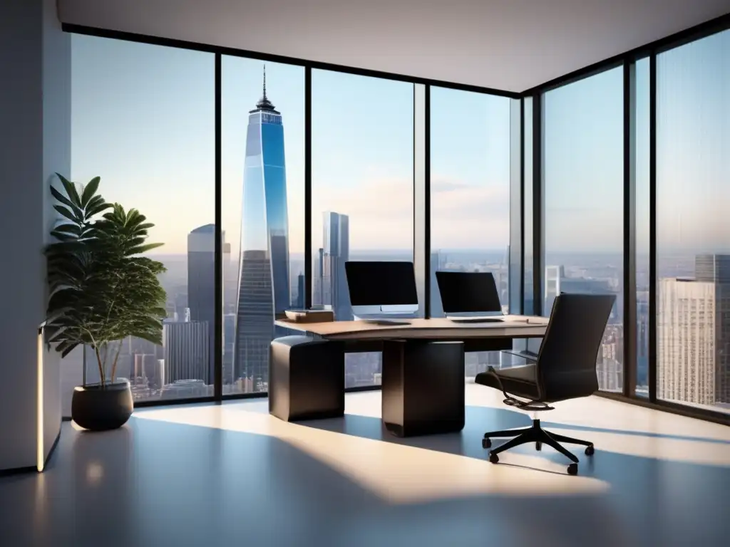 Oficina moderna con vista a la ciudad Oficina moderna con vistas a la ciudad y deducciones fiscales en inversiones inmobiliarias