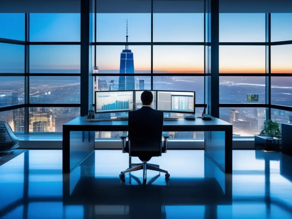 Oficina moderna con vista panorámica a la ciudad Oficina moderna con vistas a la ciudad: Planificación fiscal para day traders