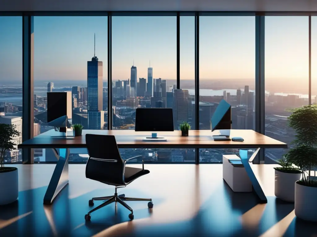 Oficina moderna con vista panorámica Oficina moderna con vistas a la ciudad: Estrategias de inversión pasiva y activa