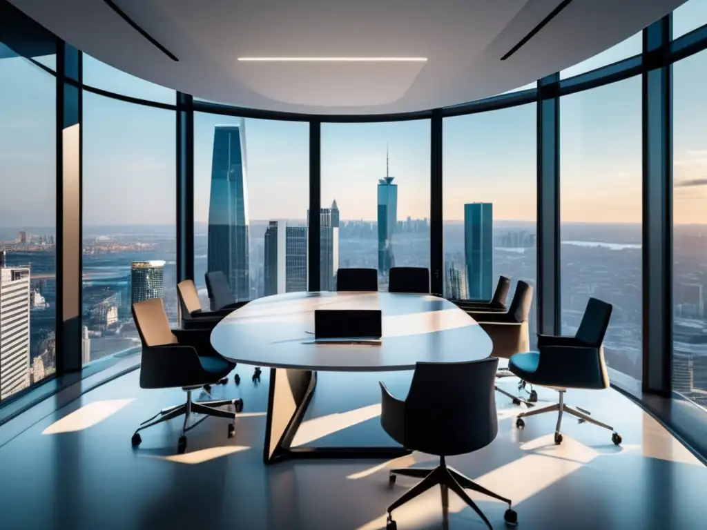 Espacio de oficina moderno con vista panorámica de la ciudad Oficina moderna con vistas panorámicas de la ciudad: Inversión pasiva para construir futuro