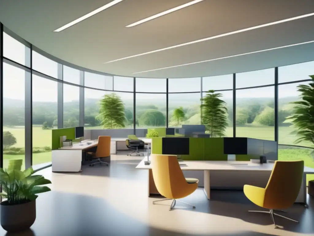 Oficina moderna con vistas verdes Oficina moderna con vistas verdes: Inversiones sostenibles para empresas con propósito