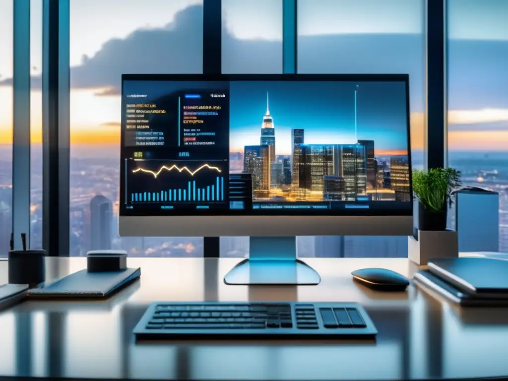 Oficina moderna y profesional con vista a la ciudad Oficina profesional y exitosa con vista a la ciudad - Estrategias de inversión exitosas