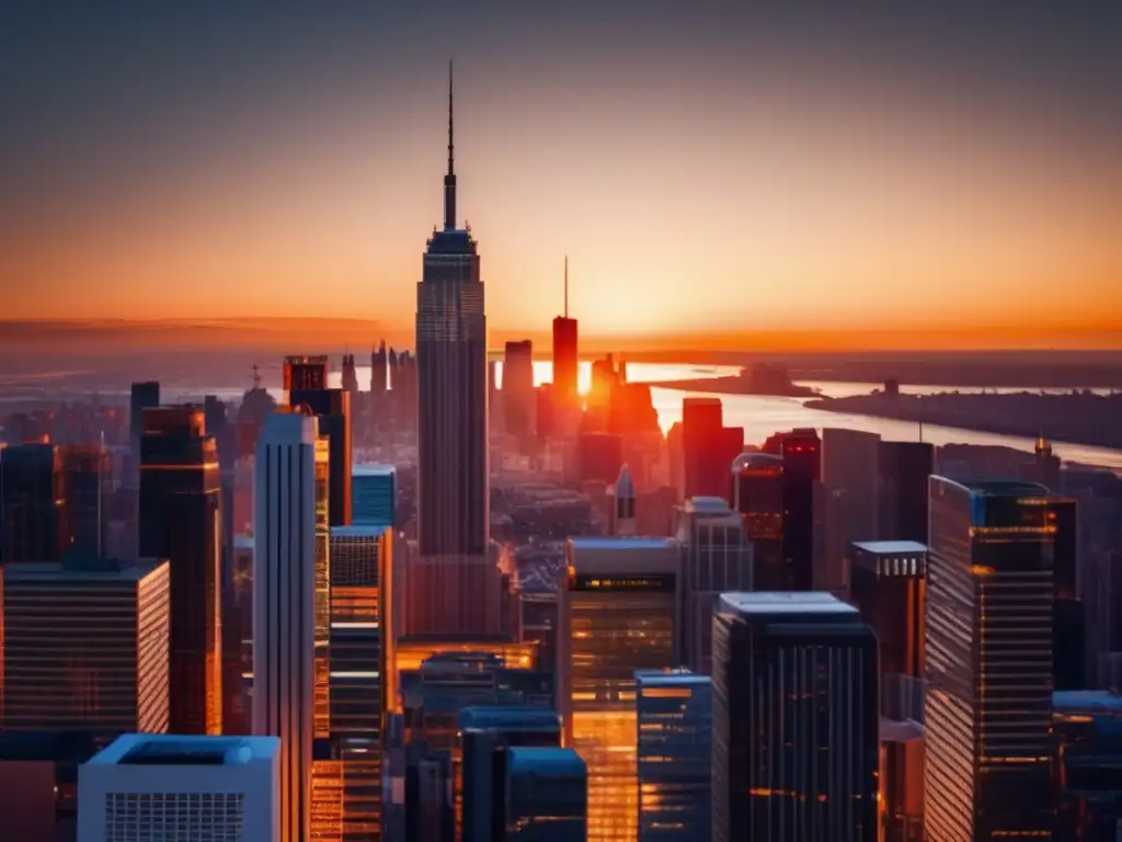 Ciudad moderna al atardecer Oportunidad oro en fondos inmobiliarios: ciudad moderna, crecimiento y arquitectura innovadora