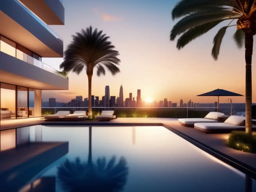 Edificio de lujo al atardecer Oportunidad de oro: Señales de Fondo Inmobiliario