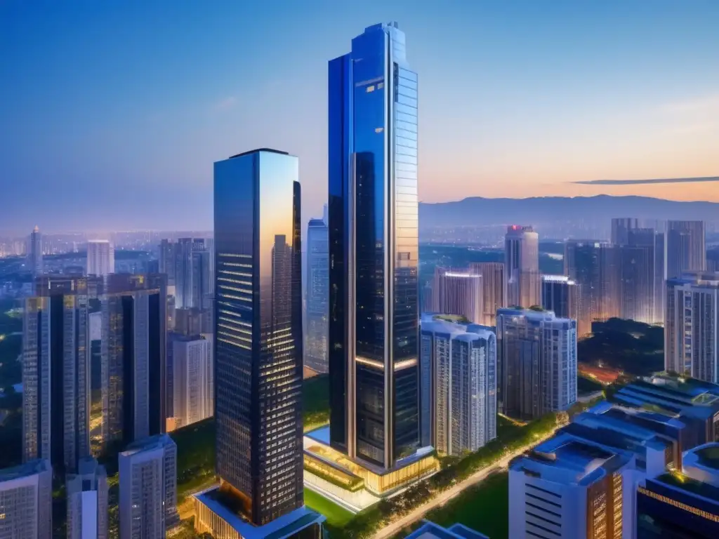 Rascacielos y residencias lujosas Oportunidad rentable: Edificio moderno y lujoso simbolizando el potencial de ganancias en el flipping inmobiliario