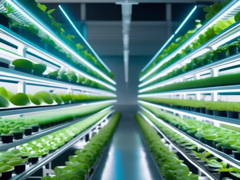 Granja vertical futurista con tecnología de vanguardia Oportunidades inversión agricultura mercados emergentes: vertical farm futurista con tecnología avanzada y eficiencia agrícola