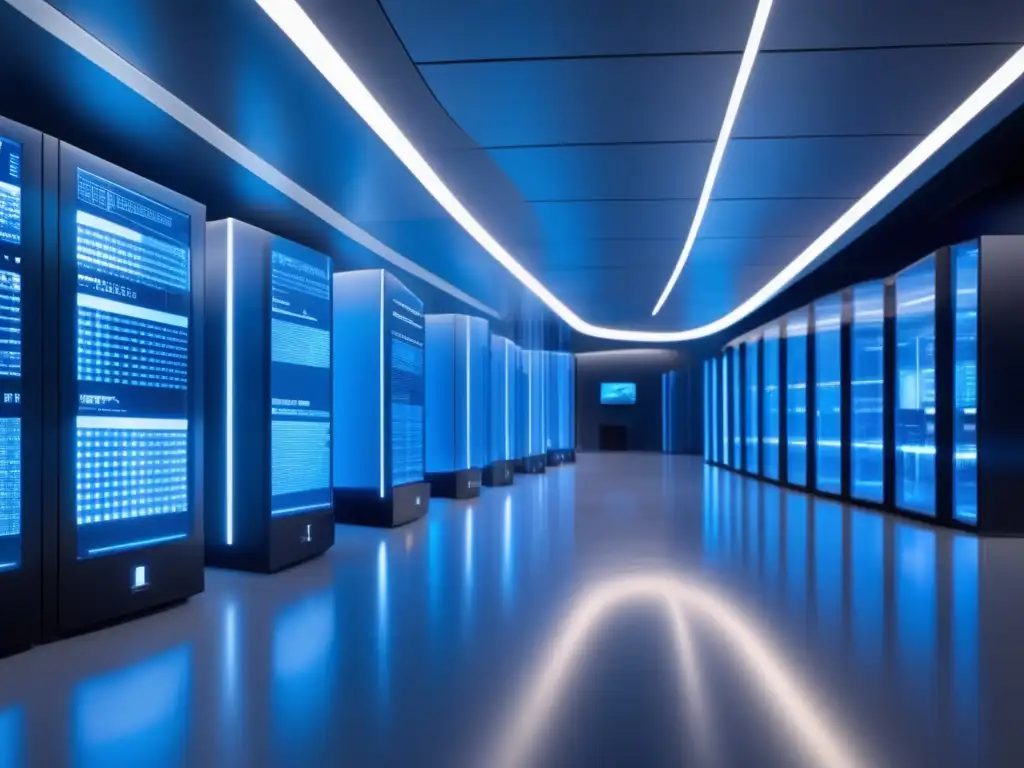 Centro de datos financiero futurista Oportunidades inversión financiera Big Data en centro de datos futurista con tecnología avanzada