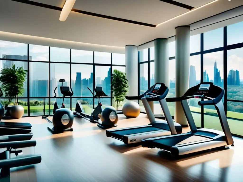 Centro fitness moderno y sofisticado Oportunidades de inversión en bienestar y fitness en un moderno centro de fitness con vistas panorámicas y equipamiento de última generación