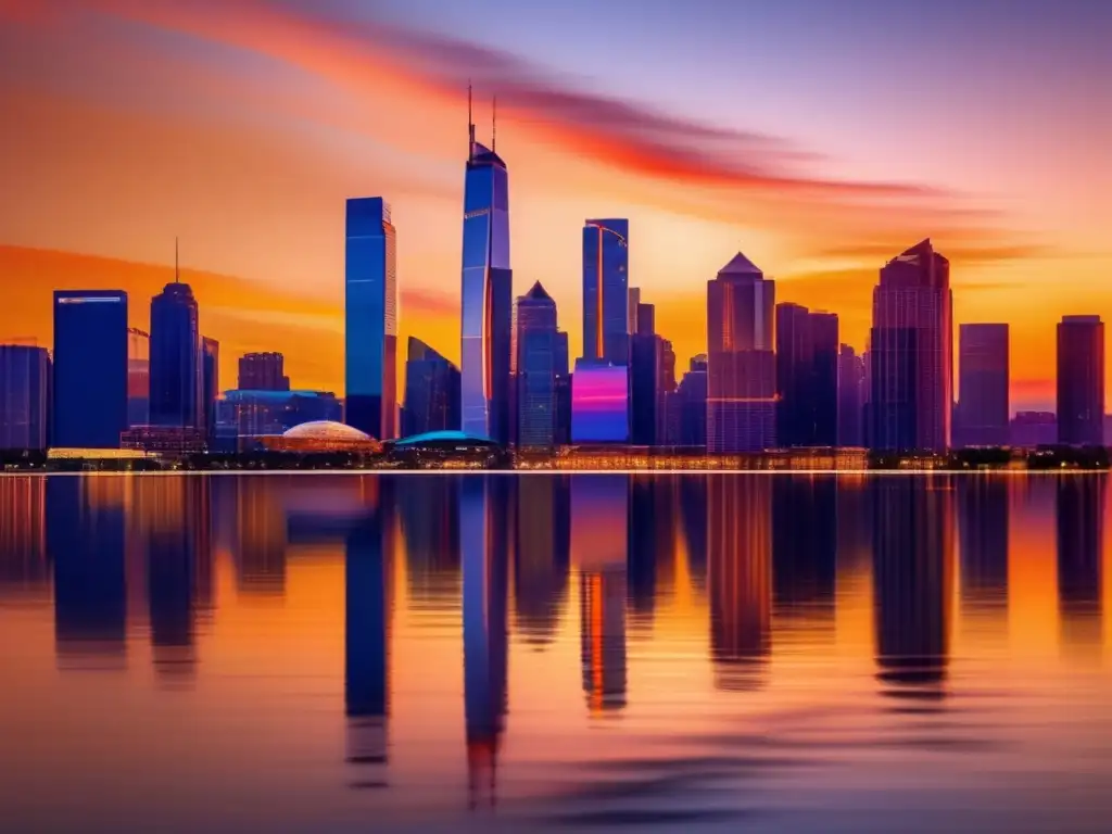 Ciudad moderna y vibrante al atardecer Oportunidades Flipping en crisis: ciudad moderna y vibrante al atardecer