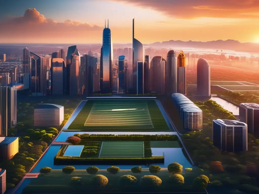 Inversiones inmobiliarias en ciudad moderna Oportunidades inversión inmobiliaria - Ciudad moderna al atardecer