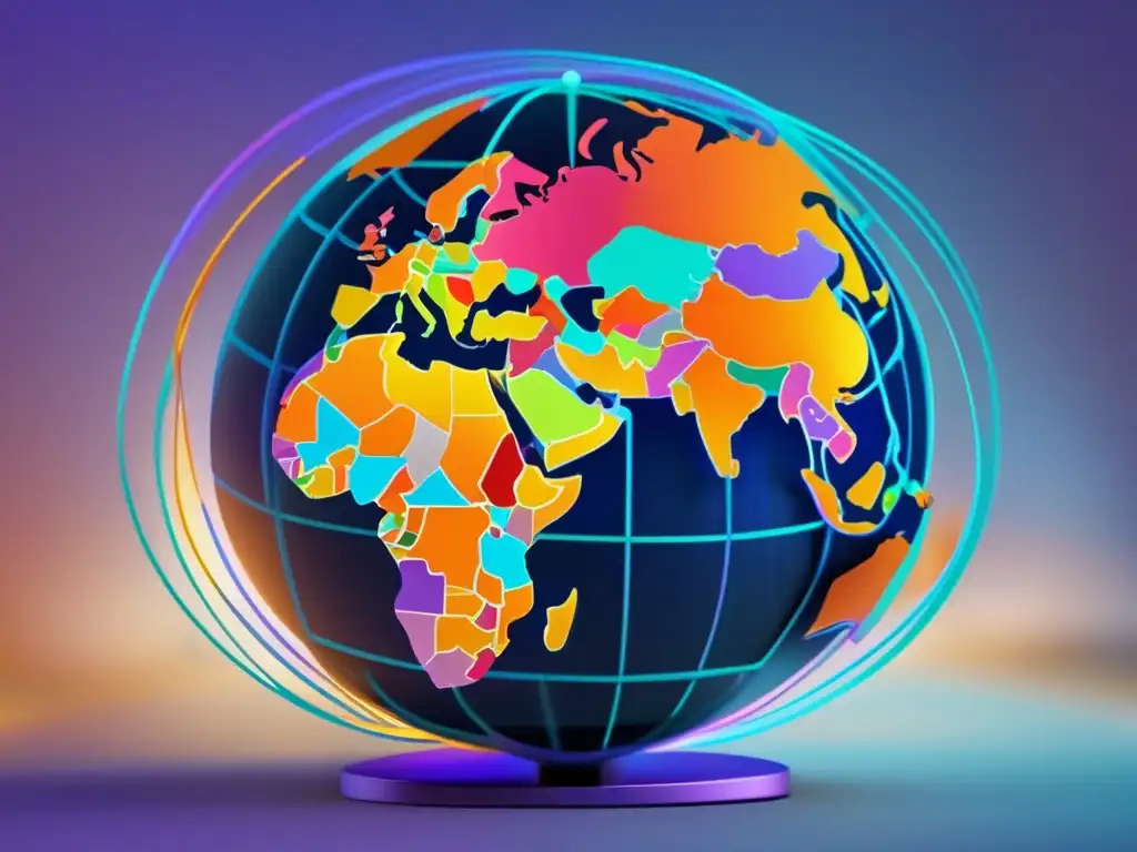 Oportunidades de franquicias internacionales Oportunidades de inversión internacional: red global de franquicias con un detallado globo y líneas interconectadas que representan oportunidades