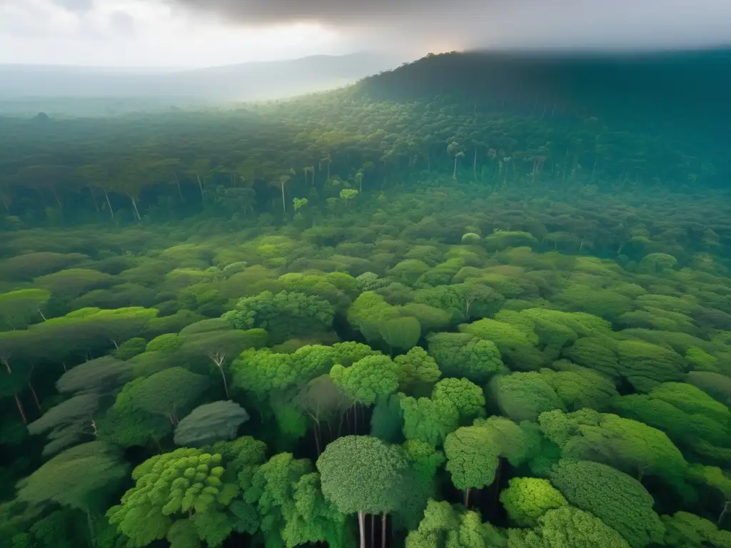 Bosque exuberante en país en desarrollo Oportunidades inversión bonos verdes en exuberante y vibrante bosque, simbolizando su impacto positivo