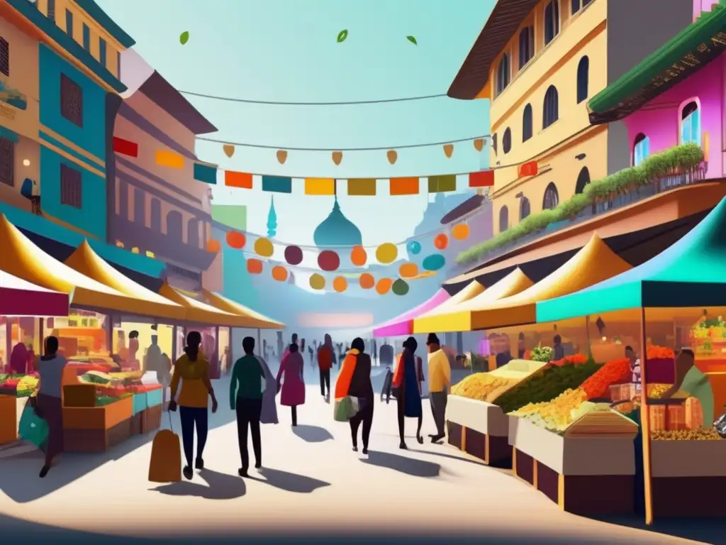 Mercado vibrante en ciudad emergente Oportunidades de inversión en comercio electrónico en una animada ciudad emergente