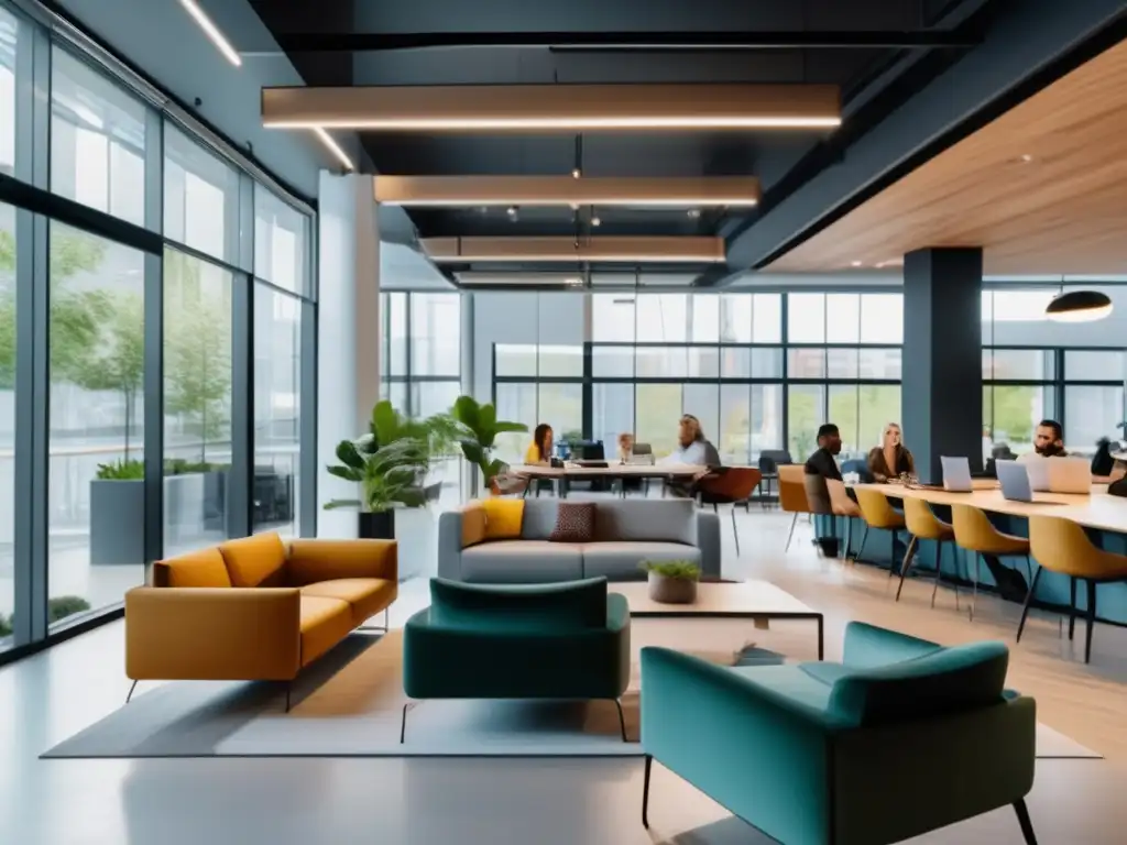 Emprendedores en coworking creativo y moderno Oportunidades de inversión en crowdfunding para empresas prometedoras en un espacio de coworking moderno y vibrante