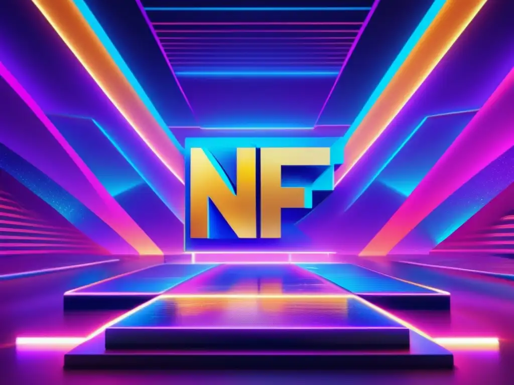 Arte digital vibrante en un escenario moderno - Oportunidades de inversión en NFTs: Imagen vibrante y detallada de la revolución de NFTs