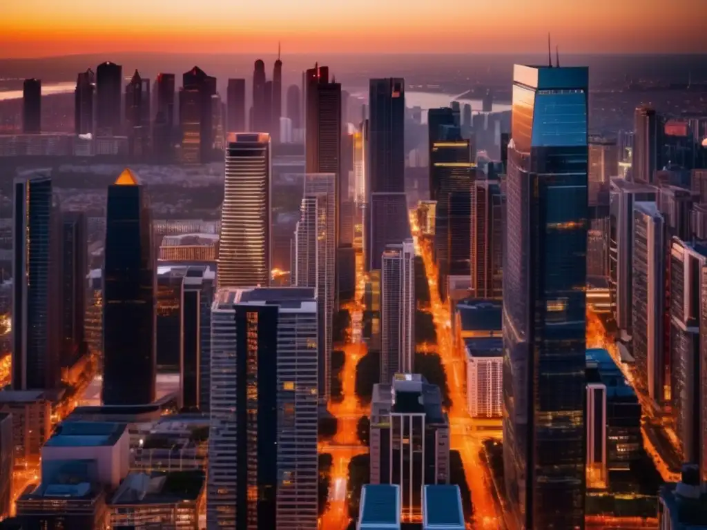 Ciudad moderna al atardecer: inversión inmobiliaria Oportunidades inversión en inmuebles urbanos: Rentabilidad garantizada