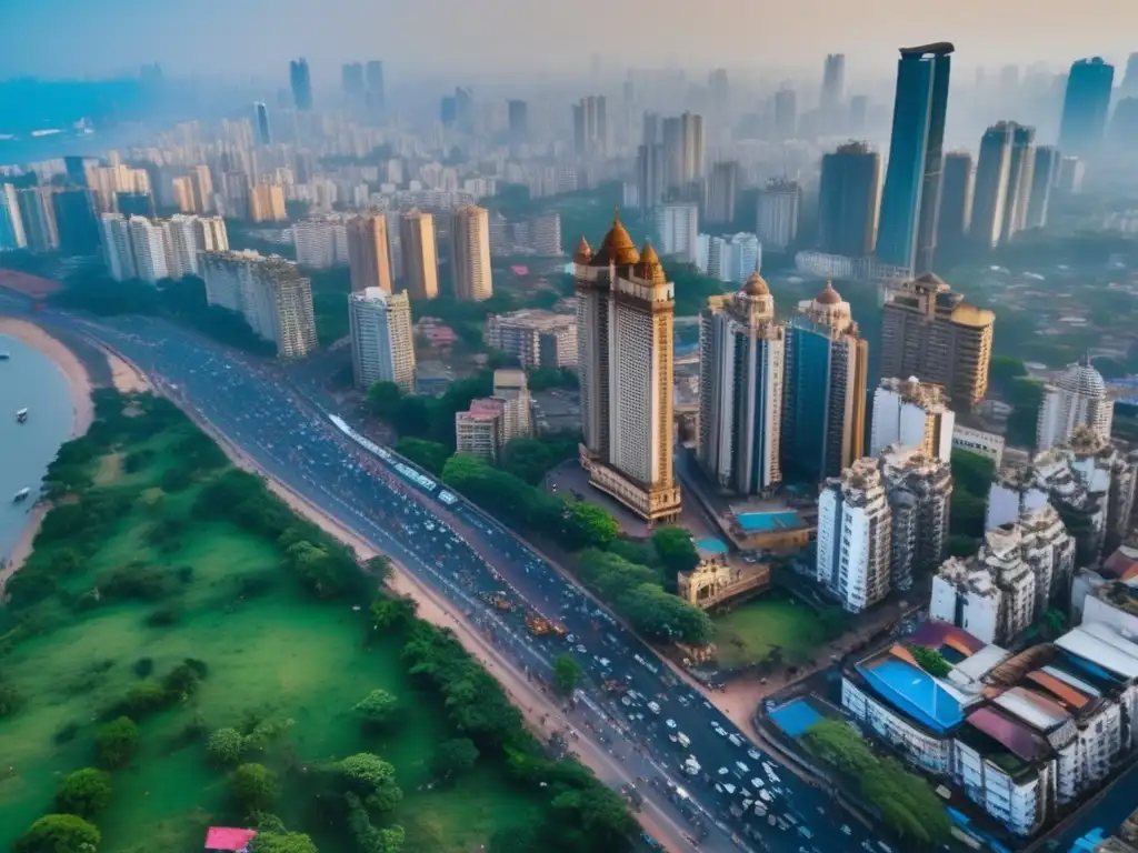 Vibrante vista panorámica de Mumbai, la capital financiera de India Oportunidades de inversión en mercado de valores de India-