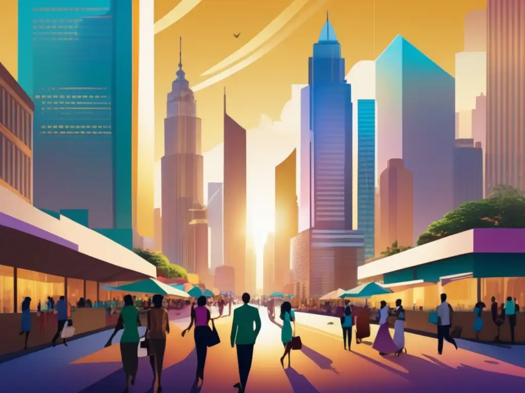 Oportunidades de inversión en mercados emergentes Oportunidades inversión mercados emergentes: ciudad vibrante, rascacielos, negocio, progreso, energía y emoción