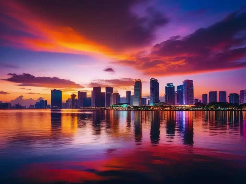 Skyline vibrante de Manila, Filipinas Oportunidades de inversión en Filipinas: skyline de Manila con vibrante atardecer