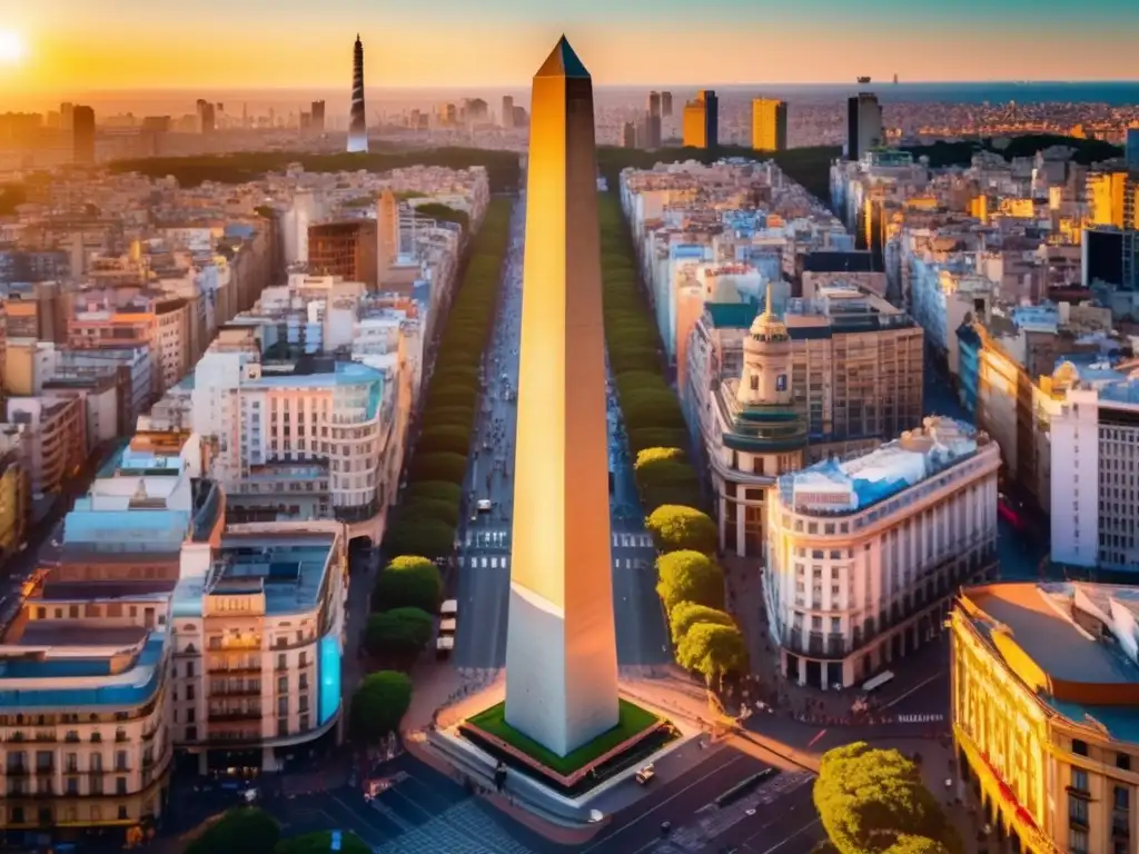 Buenos Aires: Un vibrante paisaje urbano Oportunidades de inversión en Argentina: vibrantes calles de Buenos Aires, con el icónico Obelisco y energía urbana