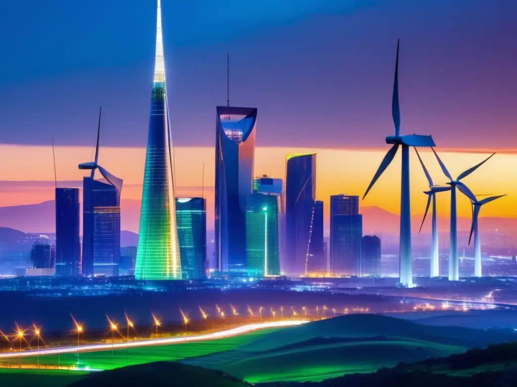 Futurista ciudad con energía verde Oportunidades inversiones sectores emergentes Europa