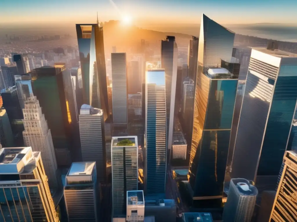Vista aérea de distrito financiero vibrante en una ciudad de Latinoamérica Oportunidades de inversión en América Latina: vista aérea impresionante de un distrito financiero bullicioso en una gran ciudad