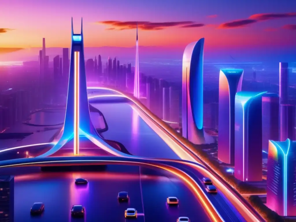 Futuro urbano sostenible con vehículos eléctricos Oportunidades inversión movilidad eléctrica: ciudad futurista, sostenible con vehículos eléctricos, energía renovable y desarrollo urbano
