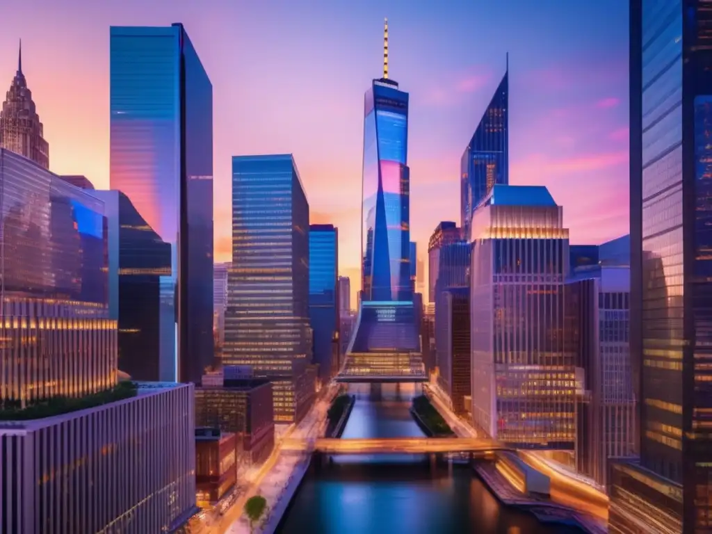 Finanzas en la ciudad al atardecer Oportunidades en el sector financiero
