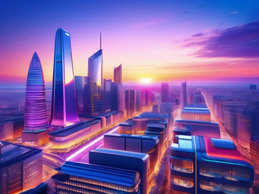 Ciudad europea moderna al atardecer Oportunidades en sectores emergentes de Europa