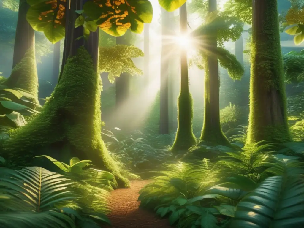 Bosque exuberante: inversión sostenible Oportunidades de inversión sostenible en un exuberante bosque verde con cascada y montañas