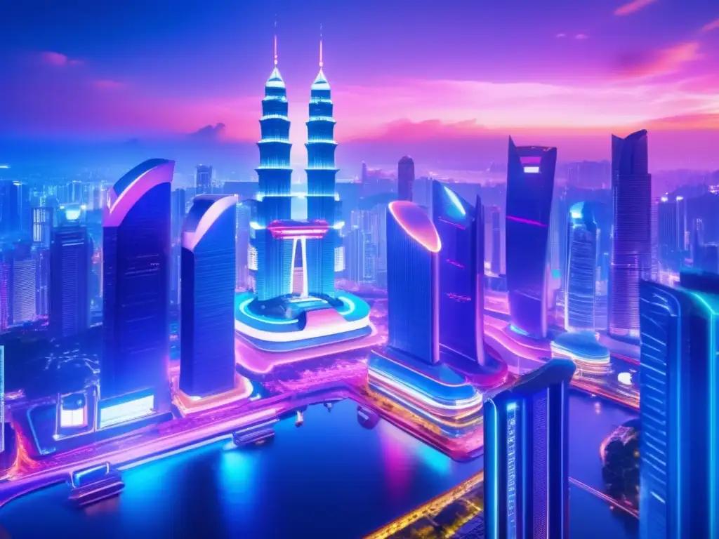 Ciudad asiática futurista con tecnología avanzada Oportunidades tecnológicas en Asia - Inversiones seguras en mercados emergentes