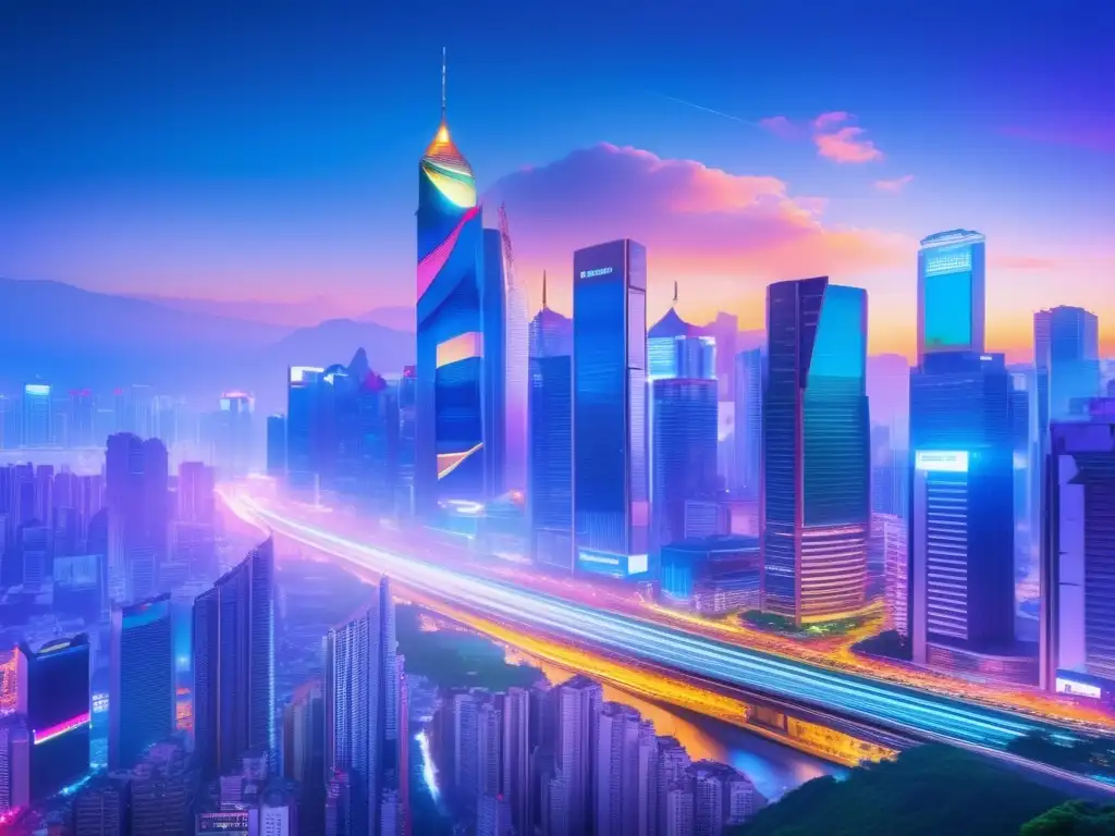 Paisaje urbano asiático vibrante Oportunidades en la vibrante ciudad tecnológica asiática, fusionando tradición y modernidad