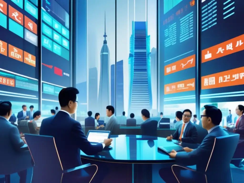 Mercado financiero asiático fusionando cultura oriental y modernidad Oriente y finanzas: Tradiciones culturales en la bolsa