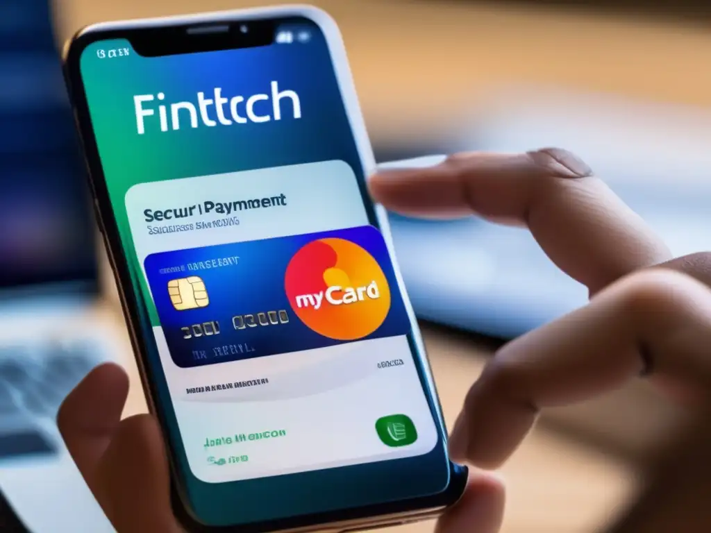 Pago móvil seguro con fintech Pagos móviles fintech revolución dinero, imagen de pantalla de smartphone con app de pagos móviles fintech, transacción segura y diseño intuitivo