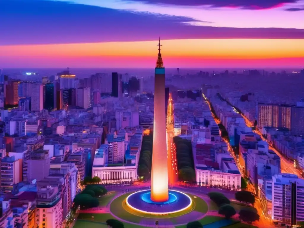 Atardecer vibrante en Buenos Aires Paisaje urbano de Buenos Aires, Argentina al anochecer - Leyes Cambiantes Mercado Financiero Argentina