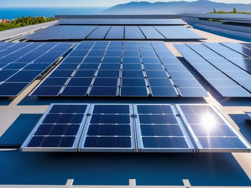 Techo solar con paneles modernos y eficientes Paneles solares en un techo moderno: eficiencia y sostenibilidad - Guía práctica inversión fotovoltaica