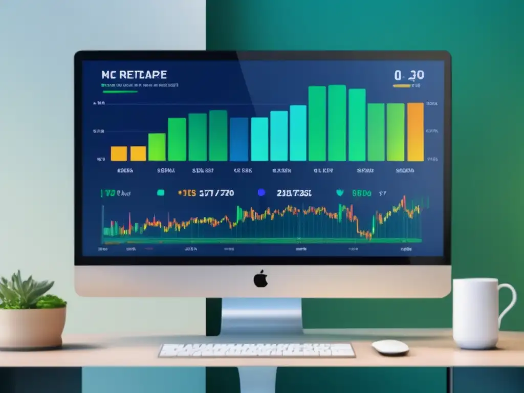 Pantalla moderna y dinámica con datos de mercado en tiempo real Pantalla moderna de mercado en tiempo real con gráficos dinámicos y vibrantes