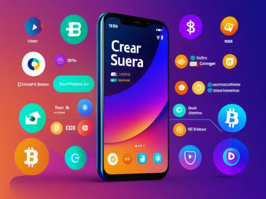 Interfaz de Dash: Transacciones rápidas y eficientes en criptomonedas Pantalla de smartphone con interfaz de Dash: cripto transacciones eficientes